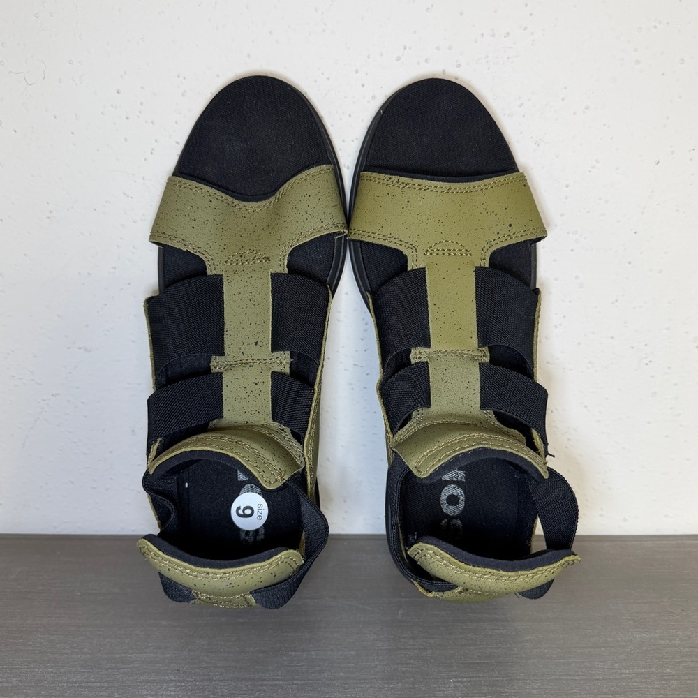 Sorel Women’s Explorer Gladiator Green Leather Gore Elastic Stretch Sandal Sz 9 - Picture 3 of 9